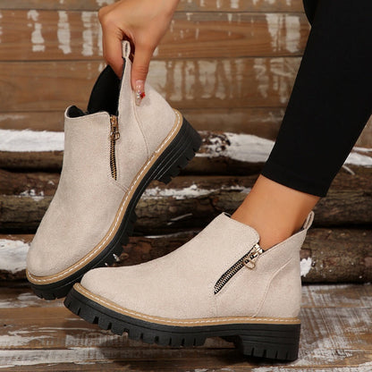 💗Last Day Hot Sale💗✨Women's Round-Toe Ankle Boots with Side Zipper
