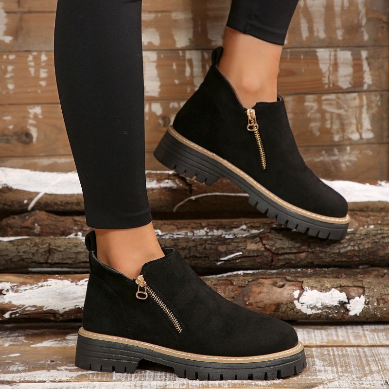 💗Last Day Hot Sale💗✨Women's Round-Toe Ankle Boots with Side Zipper