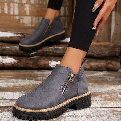 💗Last Day Hot Sale💗✨Women's Round-Toe Ankle Boots with Side Zipper