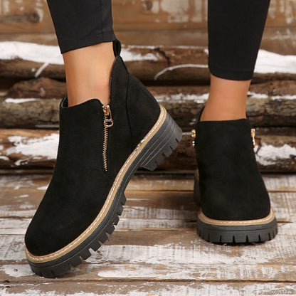 💗Last Day Hot Sale💗✨Women's Round-Toe Ankle Boots with Side Zipper