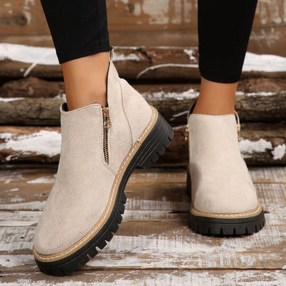 💗Last Day Hot Sale💗✨Women's Round-Toe Ankle Boots with Side Zipper