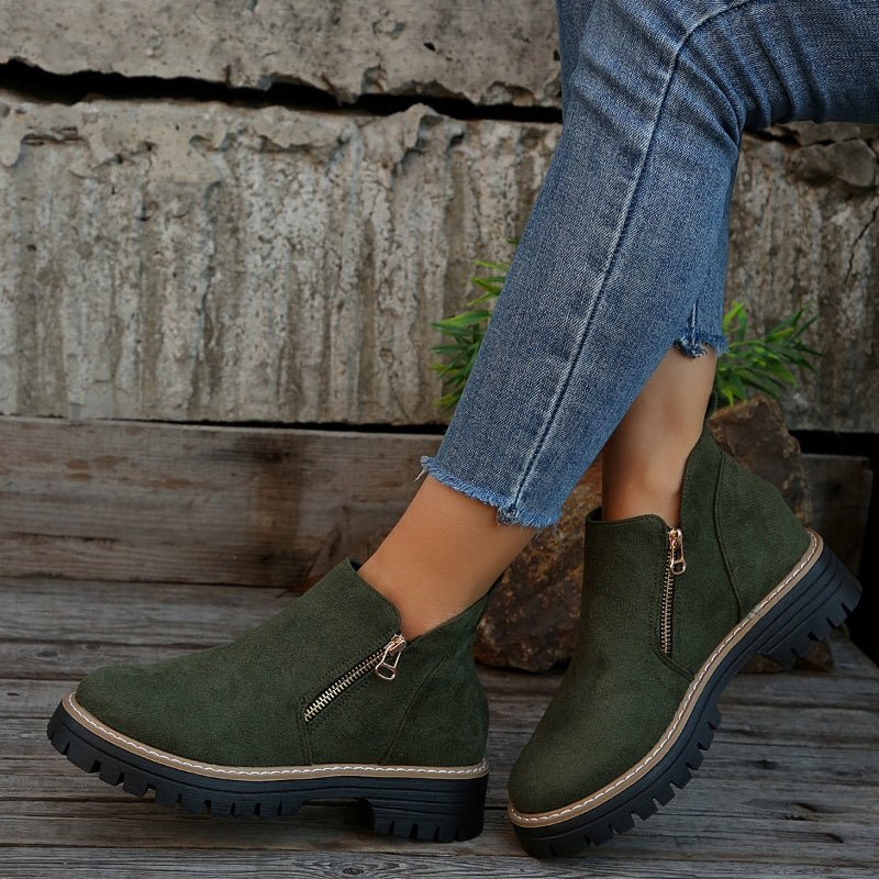💗Last Day Hot Sale💗✨Women's Round-Toe Ankle Boots with Side Zipper