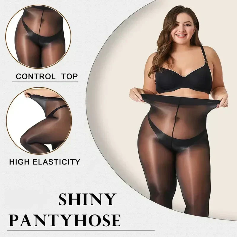 💖 Everyday Comfort | Women's High-Waisted Sheer Shiny Tights – Buy 1 Get 1 Free