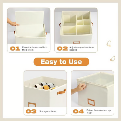 ⏰🔥LIMITED TIME 49% OFF! 👟 Fabric Shoe Organizer Storage Box – Foldable, Large Capacity, Dustproof & Breathable for Closet & Bedroom 🧺✨