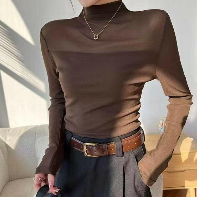 🎉Women's Sparkle Mesh Sheer Long Sleeve Ruched Top🌸