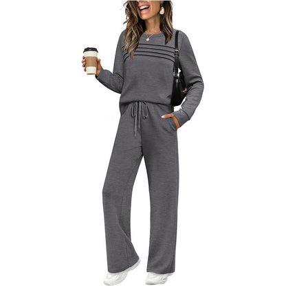🥳💞50K+ SOLD⏳Limited-time 60% off⏰Women's Crew Neck Top & Drawstring Pants Set👚👖