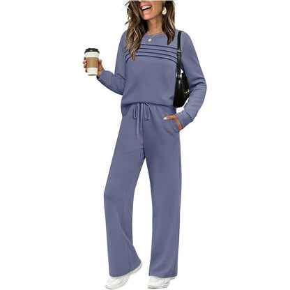 🥳💞50K+ SOLD⏳Limited-time 60% off⏰Women's Crew Neck Top & Drawstring Pants Set👚👖
