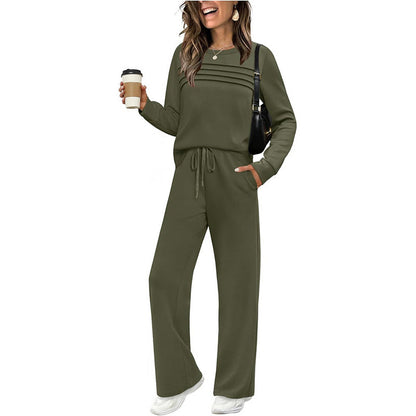 🥳💞50K+ SOLD⏳Limited-time 60% off⏰Women's Crew Neck Top & Drawstring Pants Set👚👖