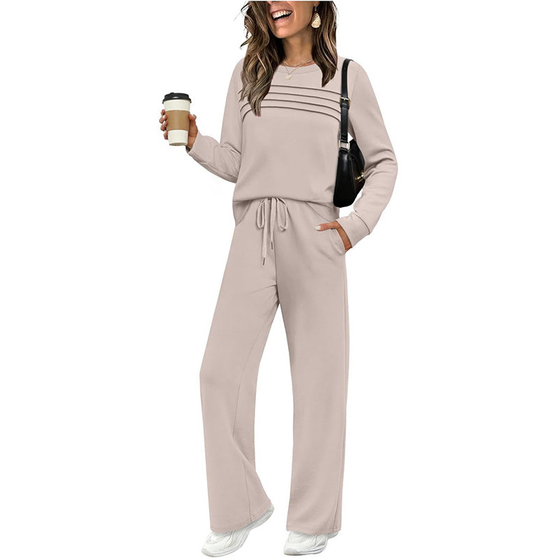 🥳💞50K+ SOLD⏳Limited-time 60% off⏰Women's Crew Neck Top & Drawstring Pants Set👚👖