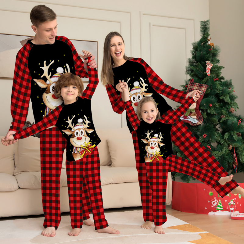 🎄Early Christmas promotion 49% OFF🎁Family Reindeer Print Christmas Pajamas Set