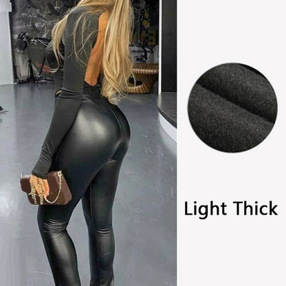 🔥Thickened Warmth, Fall & Winter Comfort – Women's Faux Leather High-Waist Leggings ✨