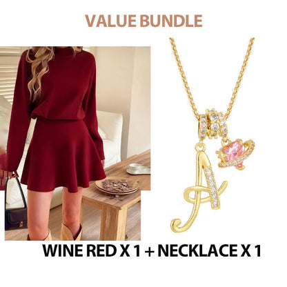 💖Black Friday Mega Deal – 50% off!💖 ✨Women's Mock Neck Knit A-Line Mini Dress