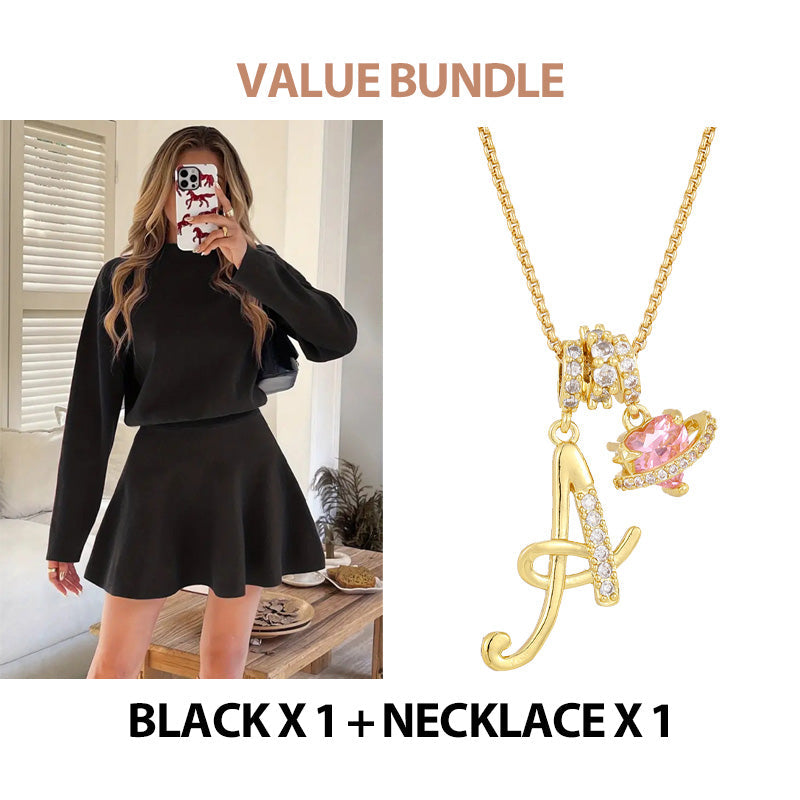 💖Black Friday Mega Deal – 50% off!💖 ✨Women's Mock Neck Knit A-Line Mini Dress