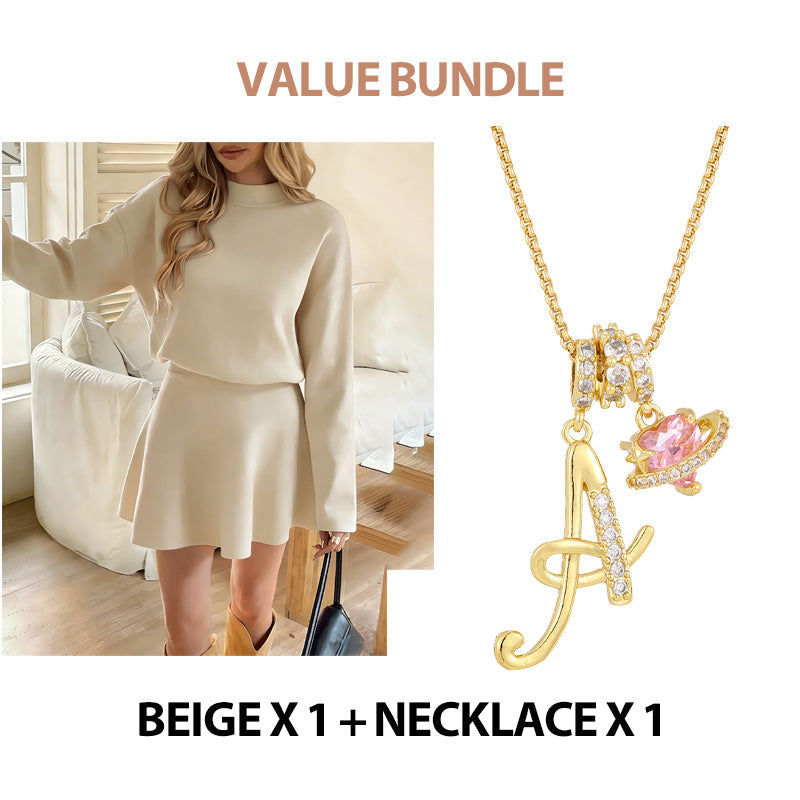 💖Black Friday Mega Deal – 50% off!💖 ✨Women's Mock Neck Knit A-Line Mini Dress