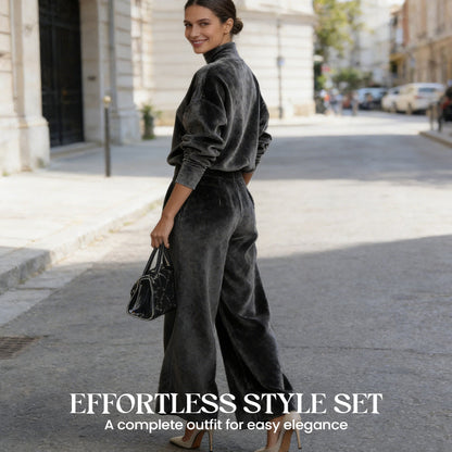 ⏳Time-Limited Special⏰Women’s Casual Warm Top & Wide Leg Pants 2-Piece Set