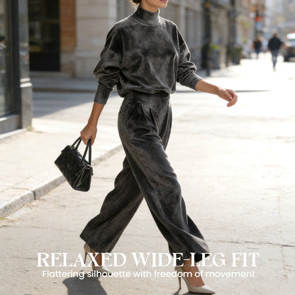 ⏳Time-Limited Special⏰Women’s Casual Warm Top & Wide Leg Pants 2-Piece Set