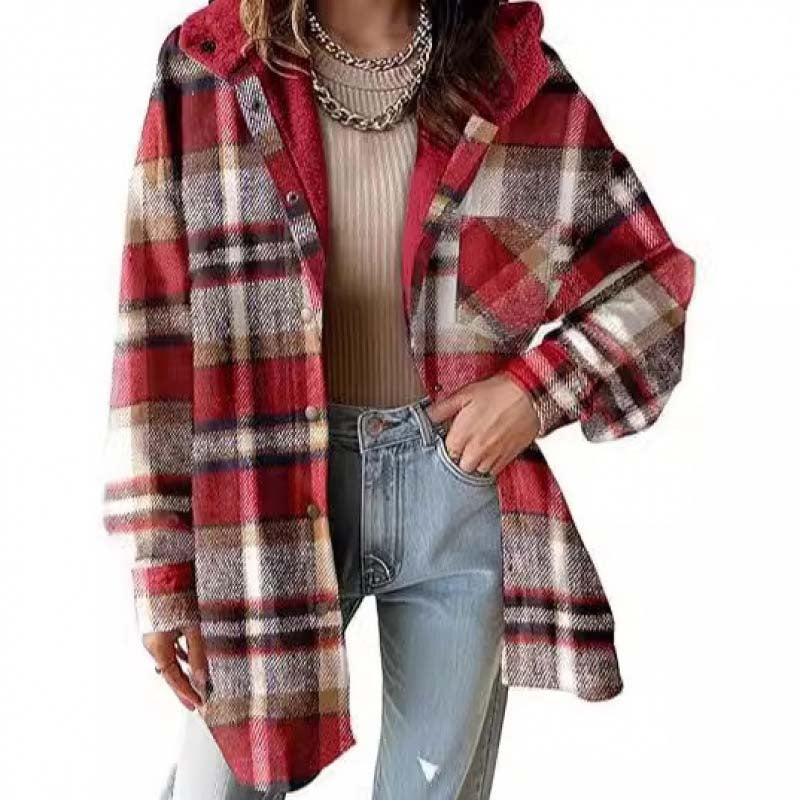🎉 Last Day Promotion-60% OFF 🧥Women’s Classic Cozy Plaid Hooded Jacket