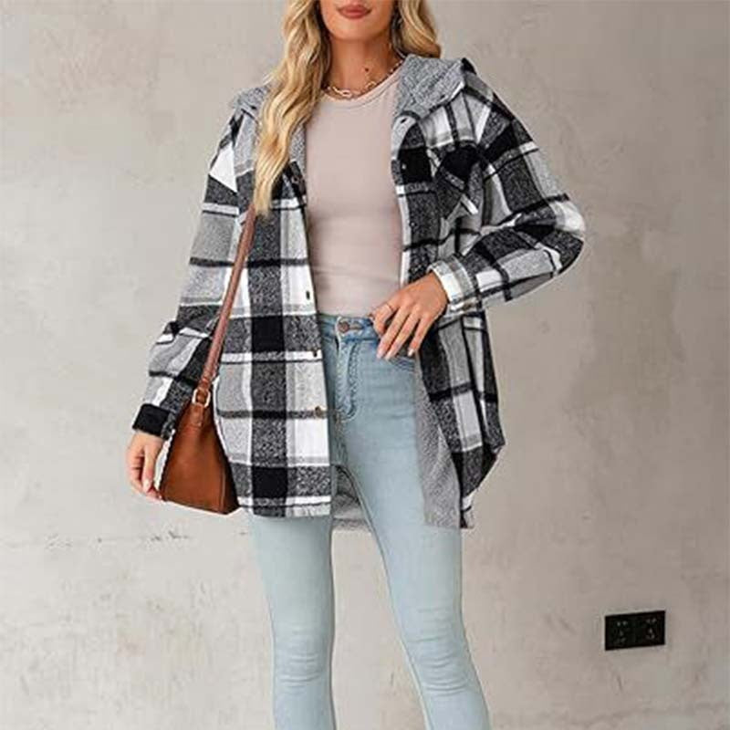 🎉 Last Day Promotion-60% OFF 🧥Women’s Classic Cozy Plaid Hooded Jacket