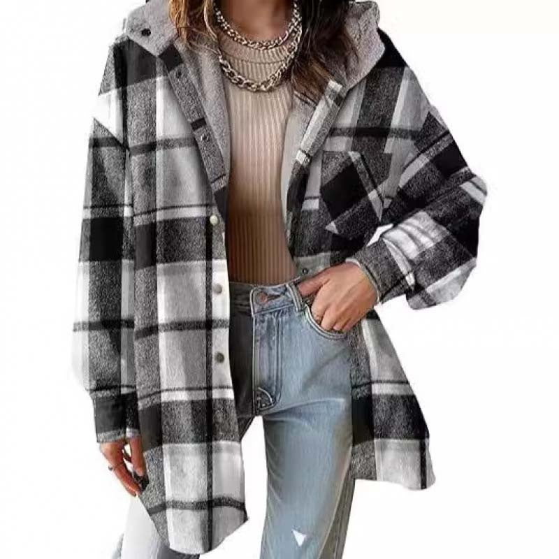 🎉 Last Day Promotion-60% OFF 🧥Women’s Classic Cozy Plaid Hooded Jacket