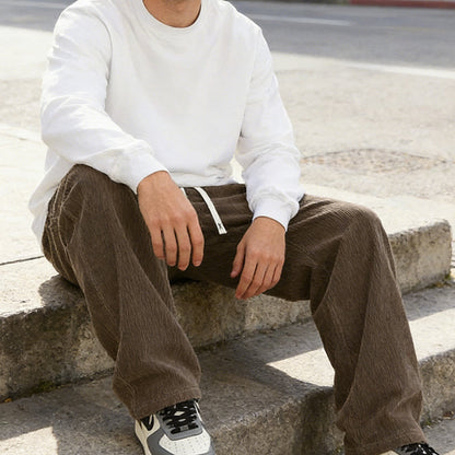 Men's Loose-Fit Drawstring Pants with Pockets