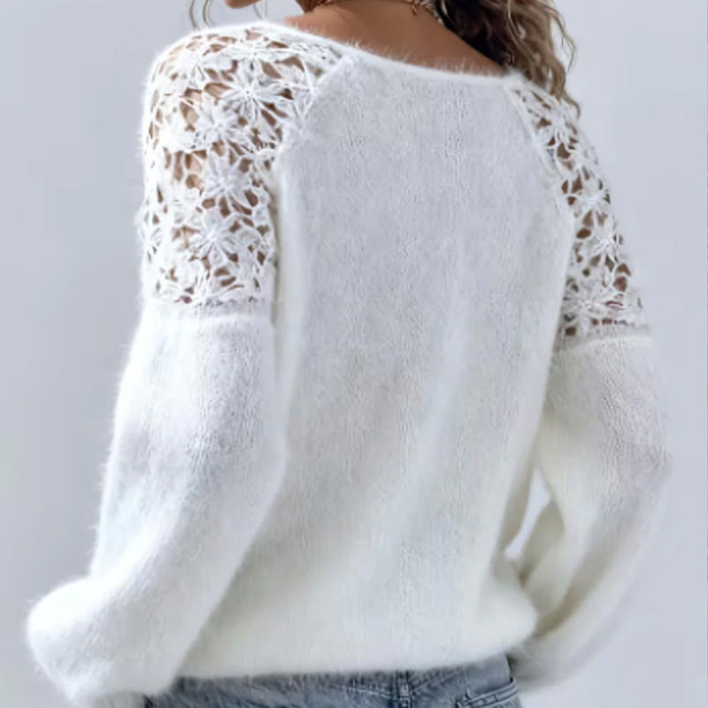 ⏳Time-Limited Special⏰Women's Crochet Lace Lantern Sleeve Sweater👚