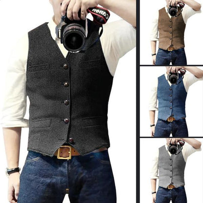 ✨ Timeless Tailoring | Men's Slim-Fit V-Neck Business Vest