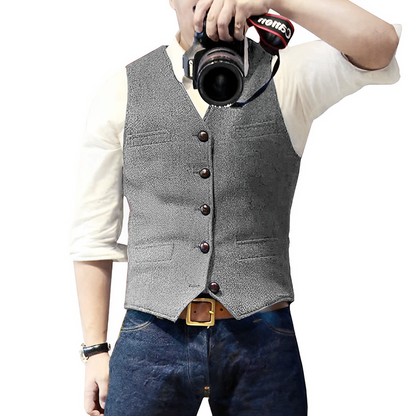 ✨ Timeless Tailoring | Men's Slim-Fit V-Neck Business Vest