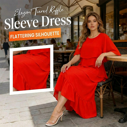 🔥Limited-time offer-Elegant Tiered Ruffle Sleeve Dress💃✨Effortlessly Unleash Your Charm