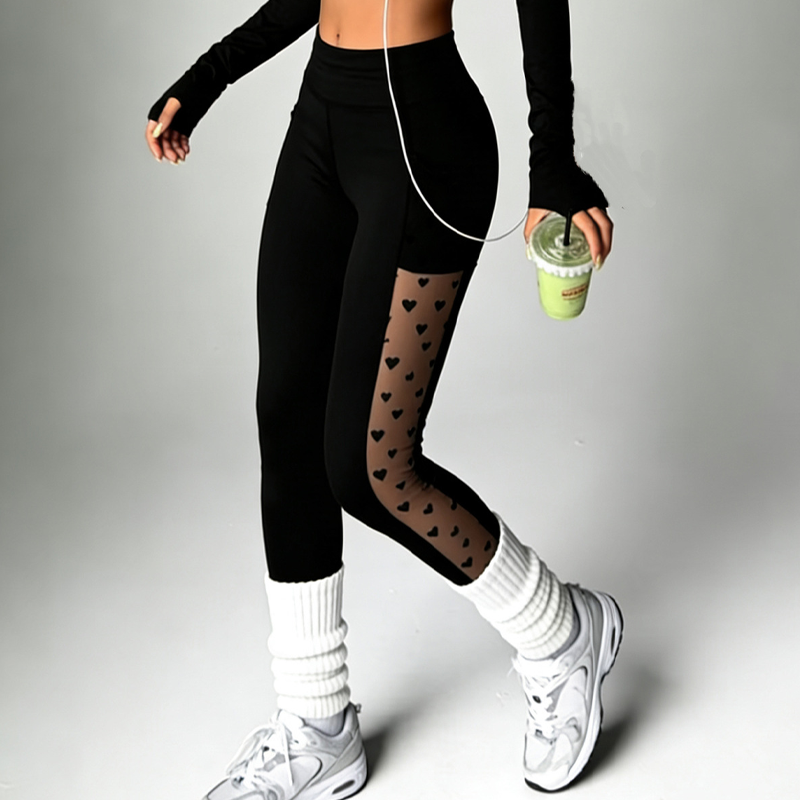 ⏳Time-Limited Special⏰Women's High-Waisted Mesh Yoga Pants – Butt-Lifting, Heart Detail & Phone Pocket (7 Colors)