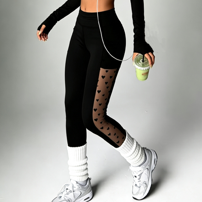⏳Time-Limited Special⏰Women's High-Waisted Mesh Yoga Pants – Butt-Lifting, Heart Detail & Phone Pocket (7 Colors)