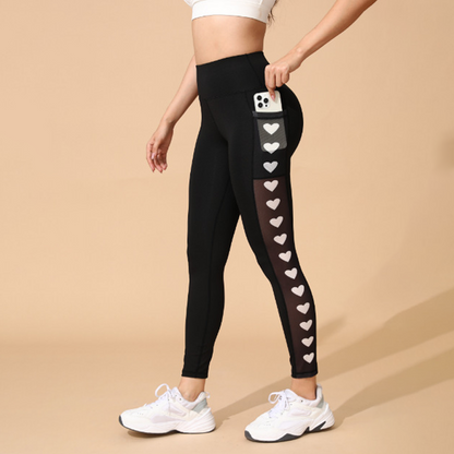⏳Time-Limited Special⏰Women's High-Waisted Mesh Yoga Pants – Butt-Lifting, Heart Detail & Phone Pocket (7 Colors)