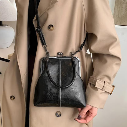 👜 LIMITED-TIME 50% OFF! ✨ Kiss Lock Crossbody Bag – Vintage Clasp, Top Handle, Dual Carry 💼