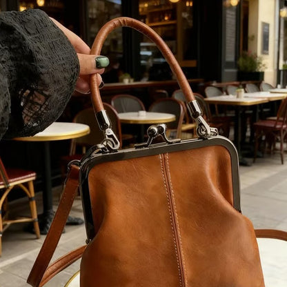👜 LIMITED-TIME 50% OFF! ✨ Kiss Lock Crossbody Bag – Vintage Clasp, Top Handle, Dual Carry 💼
