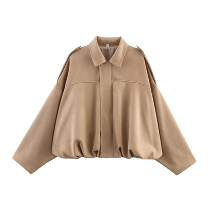 ⏰Last Day Sale 50% Off💃Women's Suede-Like Cropped Bomber Jacket