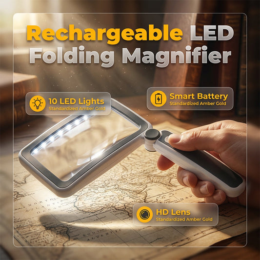 🔥Folding Handheld Magnifying Glass with Light for Reading