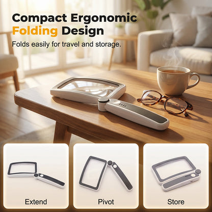 🔥Folding Handheld Magnifying Glass with Light for Reading