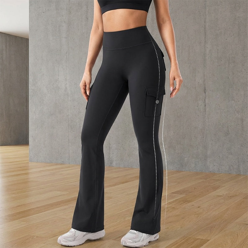 ✨ Flattering Freedom | Women's High-Waist Flare Yoga Cargo Pants