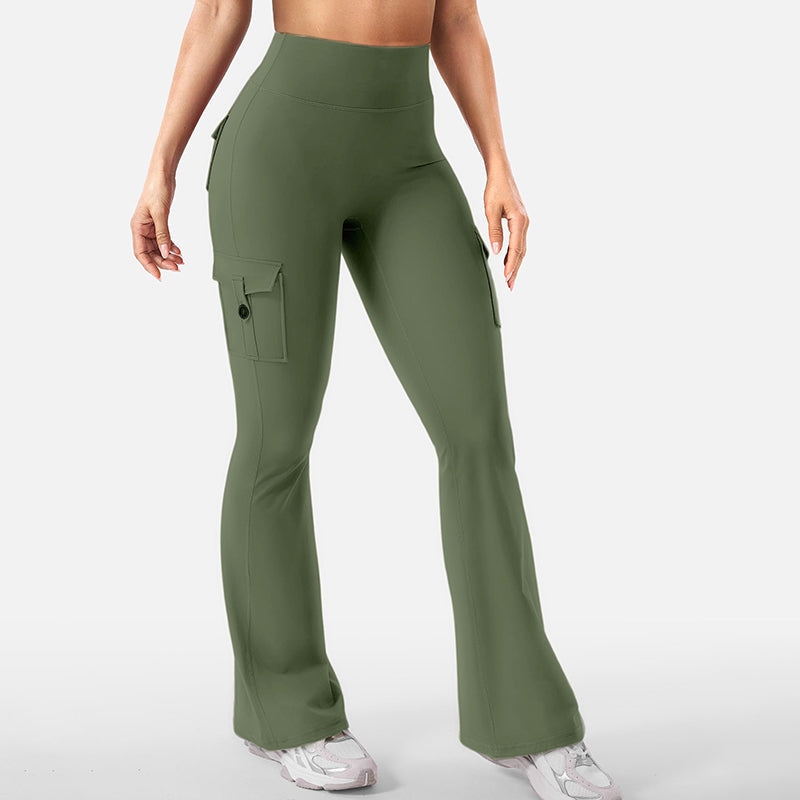 ✨ Flattering Freedom | Women's High-Waist Flare Yoga Cargo Pants