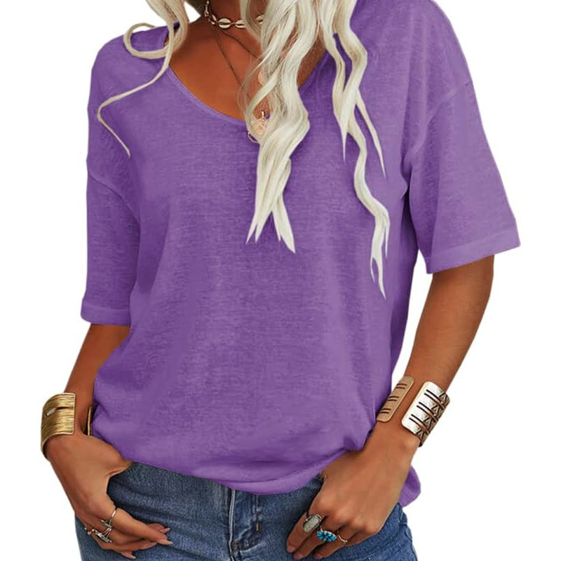 Women's Casual V-Neck Short Sleeve T-Shirt