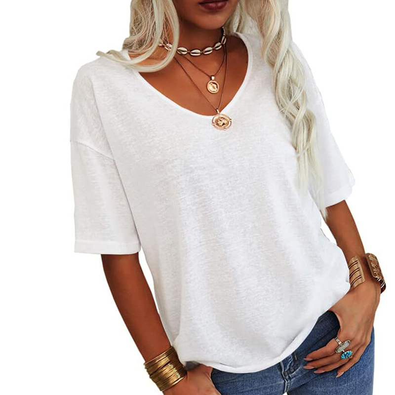 Women's Casual V-Neck Short Sleeve T-Shirt