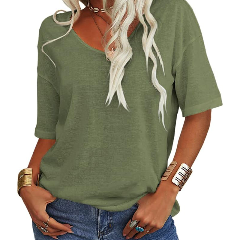 Women's Casual V-Neck Short Sleeve T-Shirt