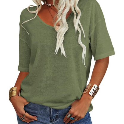 Women's Casual V-Neck Short Sleeve T-Shirt
