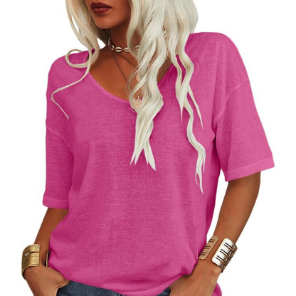 Women's Casual V-Neck Short Sleeve T-Shirt