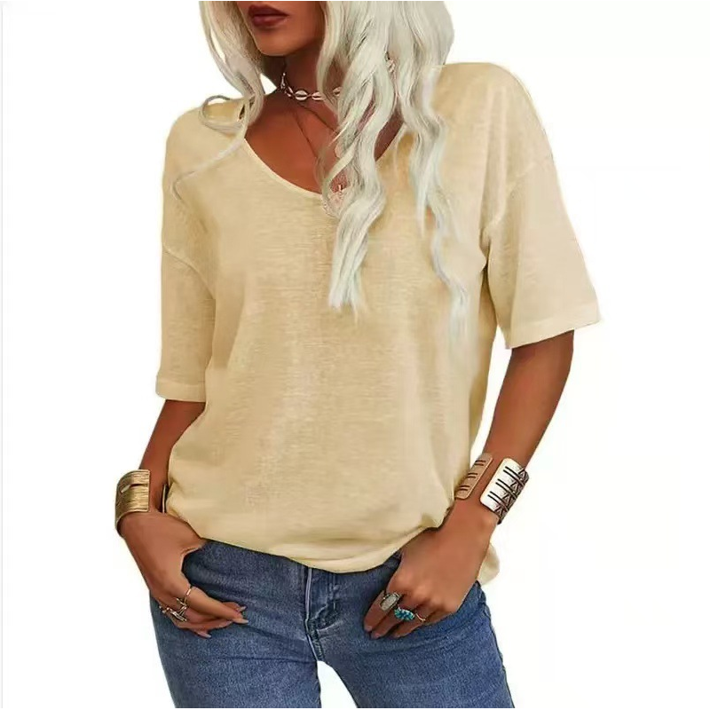 Women's Casual V-Neck Short Sleeve T-Shirt