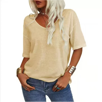 Women's Casual V-Neck Short Sleeve T-Shirt