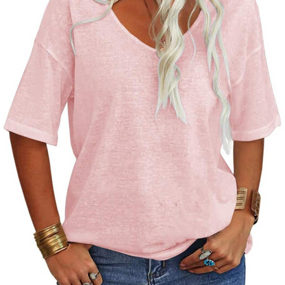 Women's Casual V-Neck Short Sleeve T-Shirt