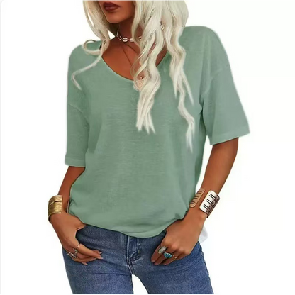 Women's Casual V-Neck Short Sleeve T-Shirt