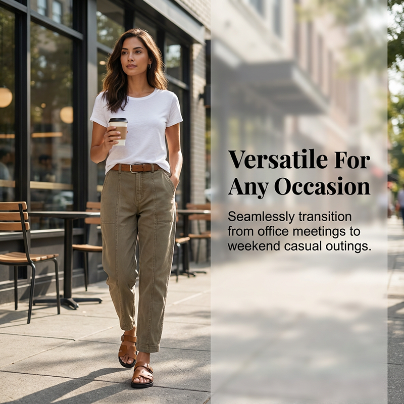 👖 50% OFF NOW! Women's High-Waist Tapered Utility Pants – Slimming Fit, Practical Pockets & Wrinkle-Resistant Fabric ✨👜