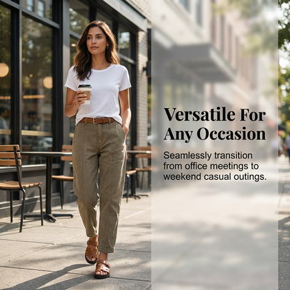 👖 50% OFF NOW! Women's High-Waist Tapered Utility Pants – Slimming Fit, Practical Pockets & Wrinkle-Resistant Fabric ✨👜