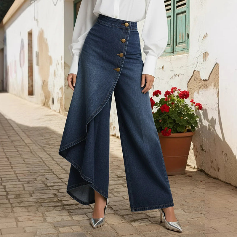 ⏳Limited-time 50% off⏰Asymmetrical Wrap Denim Skirt Pants👖👗